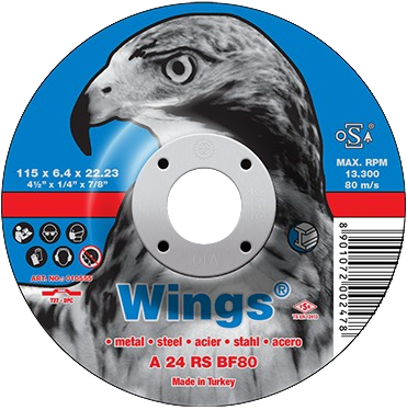 Круг зачистной D125х6,4 мм, изогн., сталь, WINGS