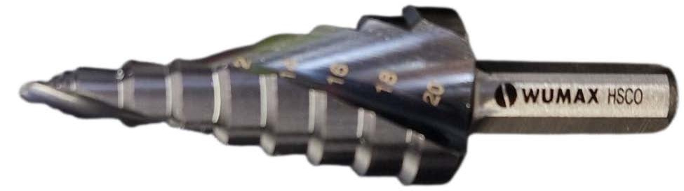 Ступенчатое спиральное сверло WUMAX MULTISTEP HSCO (5% Co), AlTIN, 9 ступеней, 4-20 мм