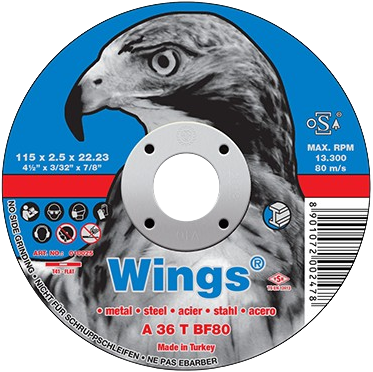 Круг отрезной D230х1,9 мм, прямой, сталь, WINGS