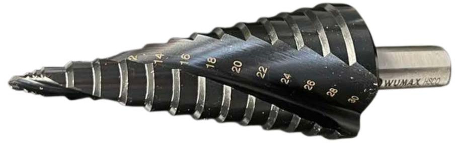 Ступенчатое спиральное сверло WUMAX MULTISTEP HSCO (5% Co), AlTIN, 13 ступеней, 6-30 мм