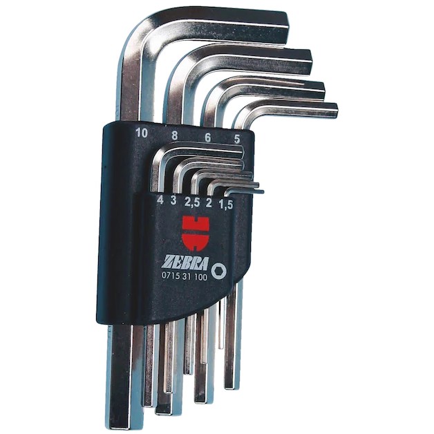 Набор углов. винтовертов ZEBRA коротк. 10 шт. SW 1,5-12