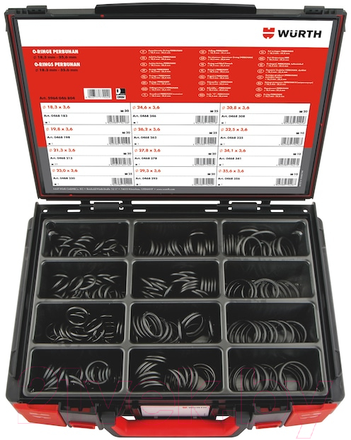 Набор резиновых колец  (18,3-35,6), 255 шт.