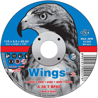 Круг отрезной D125х1,0 мм, прямой, сталь, WINGS