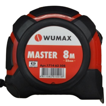 Рулетка измерительная, 8м*25мм, 2 класс, MASTER, WUMAX