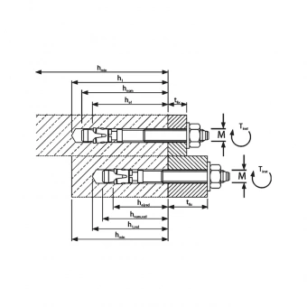 Клиновой анкер-W-FA/F-(HDG)-30/39-M8X95