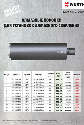 Акция - Алмазные коронки для бурильных установок!