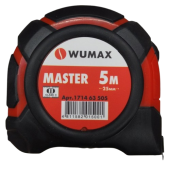 Рулетка измерительная, 5м*25мм, 2 класс, MASTER, WUMAX