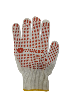 Перчатки трикотаж. WUMAX х/б, ПВХ, 5 нитей, 10 класс, 150 текс, белые