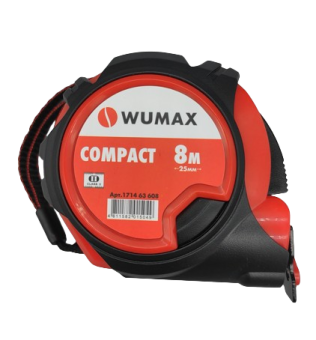 Рулетка измерительная, 8м*25мм, магнитная, 2 класс, COMPACT, WUMAX